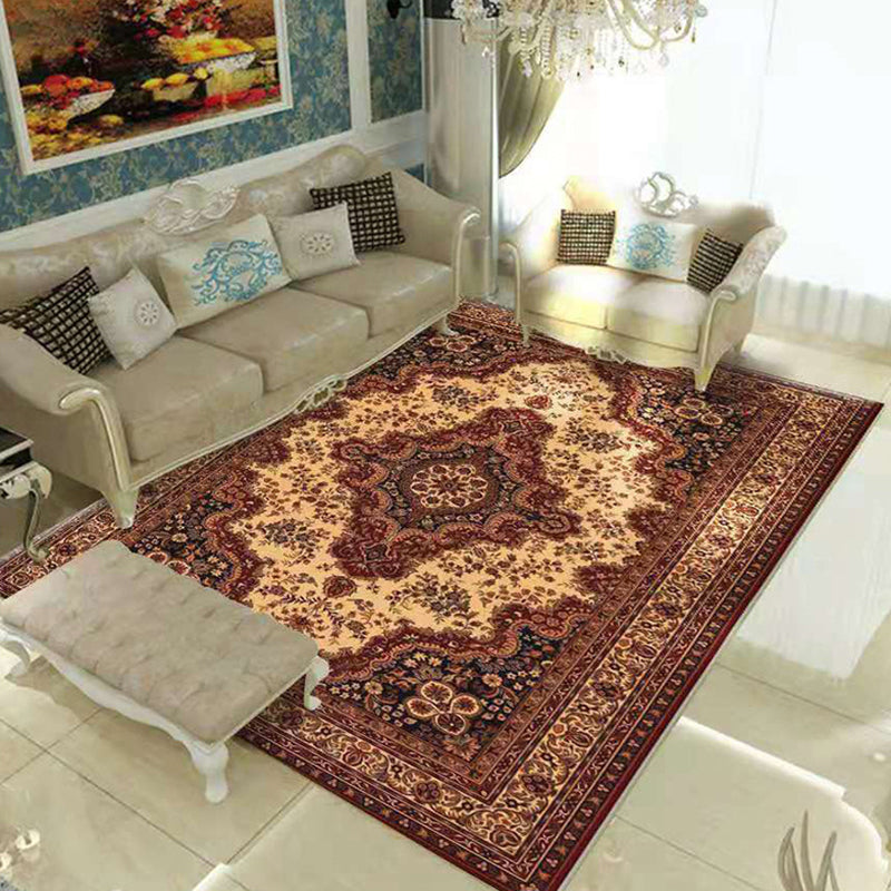 Mehrfarbiger Vintage-Teppich, Polyester-Blumenteppich, rutschfeste Rückseite, Innenteppich für Wohnzimmer