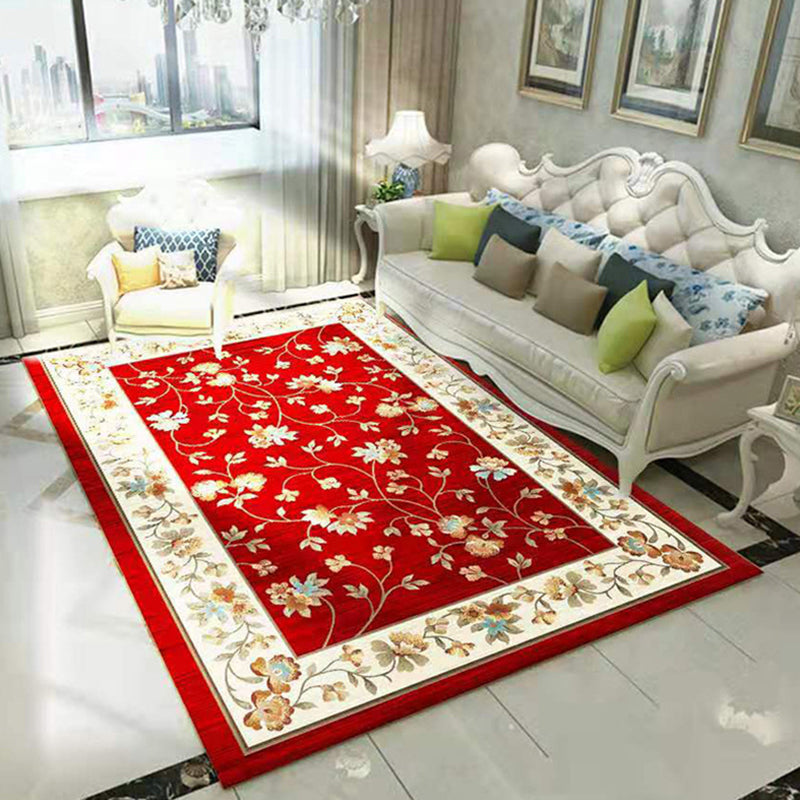 Mehrfarbiger Vintage-Teppich, Polyester-Blumenteppich, rutschfeste Rückseite, Innenteppich für Wohnzimmer