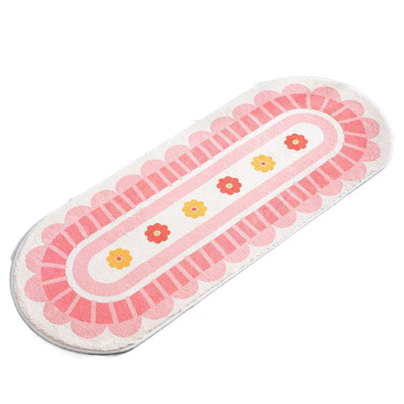 Multi-Color Geometry Area Rug Trendy Striped Carpet Polyester Friendly Washable Area Rug for Bedroom