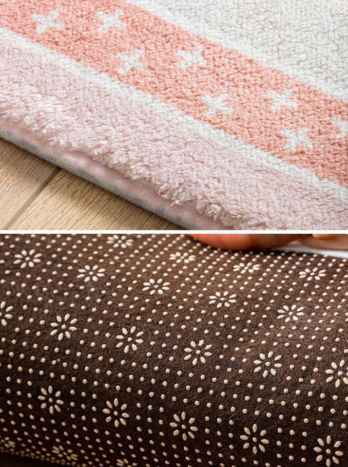 Multi-Color Geometry Area Rug Trendy Striped Carpet Polyester Friendly Washable Area Rug for Bedroom