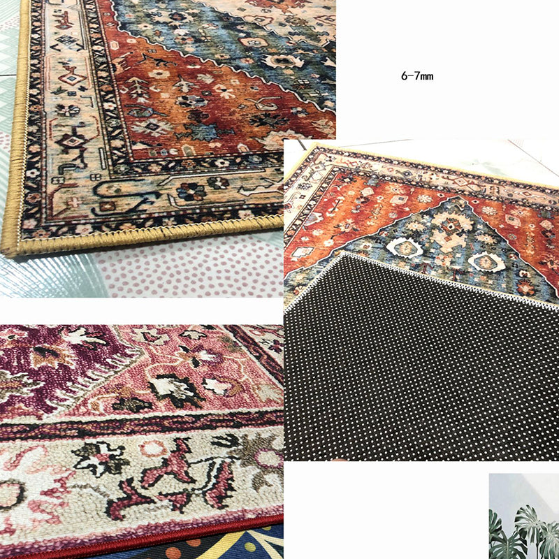 Grey Tone Shabby Chic Indoor Rug Polyester Ethnic Print Carpet Easy Care Rug for Home Decoration