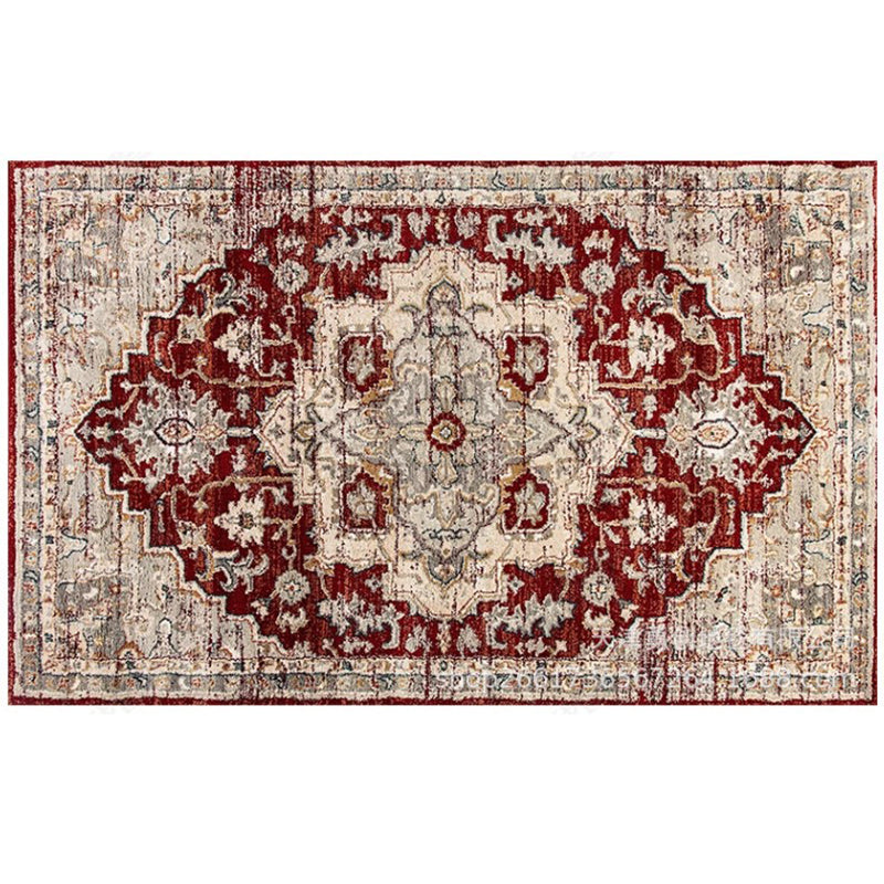 Grey Tone Home Decoration Carpet Nostalgia Medallion Printed Area Rug Polyester with Non-Slip Backing Rug