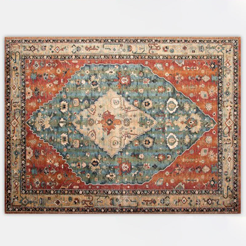 Grey Tone Home Decoration Carpet Nostalgia Medallion Printed Area Rug Polyester with Non-Slip Backing Rug