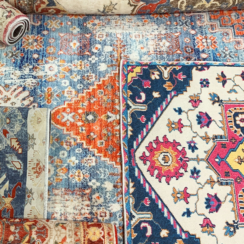 Feste Farbe Blumendruck gedruckter Teppich Polyester antiker Teppich -Fleckresistent Teppich für Wohnzimmer