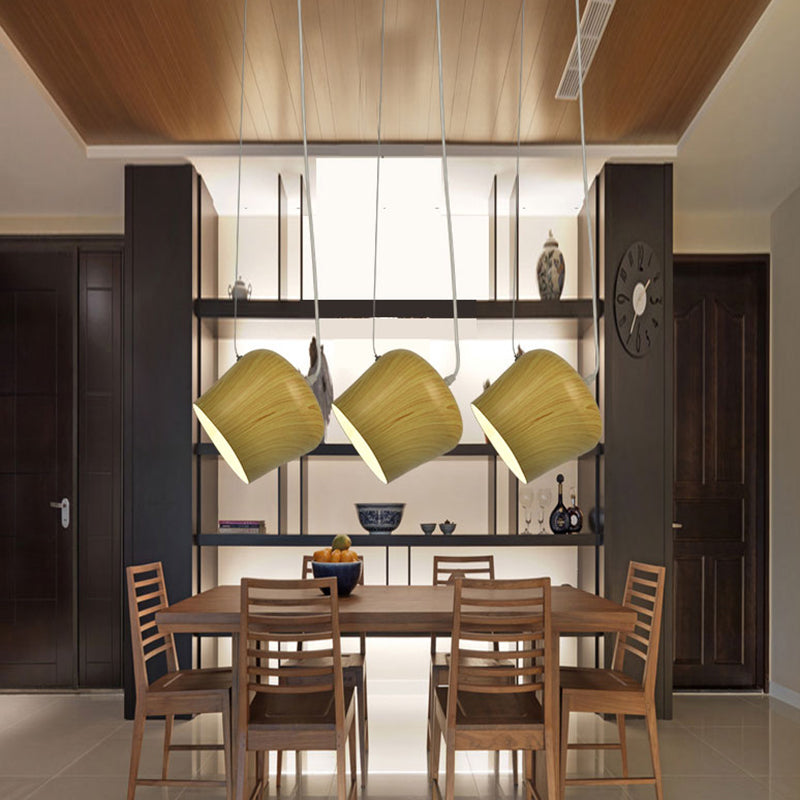 Eenvoudige koepelvormige hangende lamp metaal 1 lichte eetkamer hanglampverlichting in donker hout