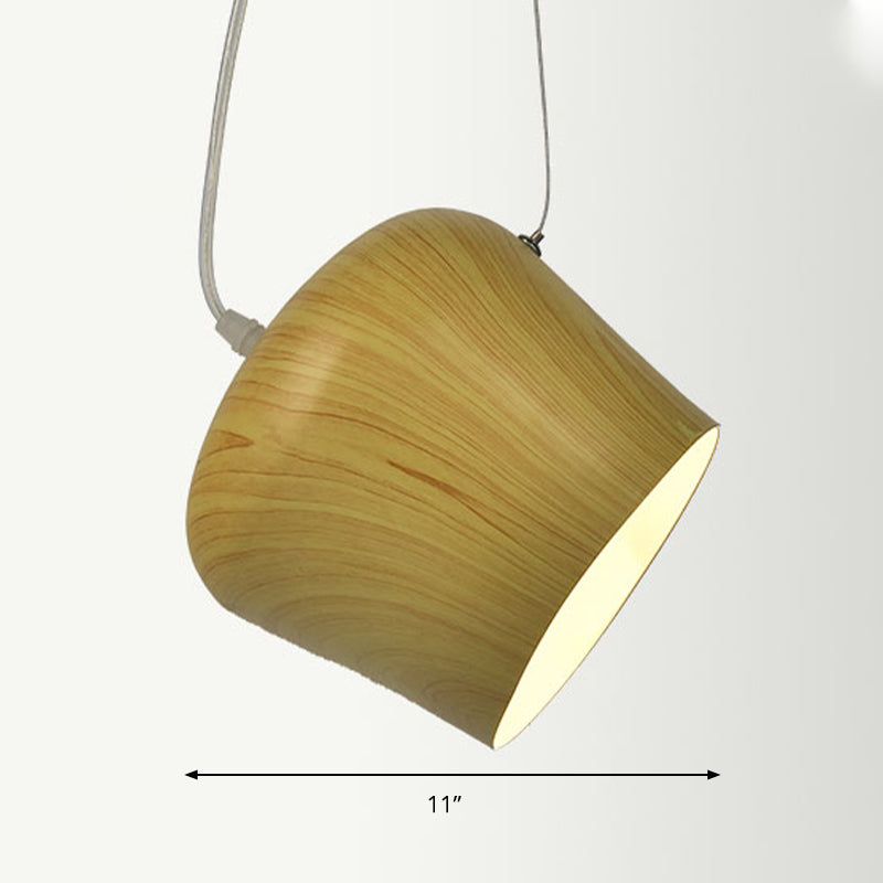 Eenvoudige koepelvormige hangende lamp metaal 1 lichte eetkamer hanglampverlichting in donker hout