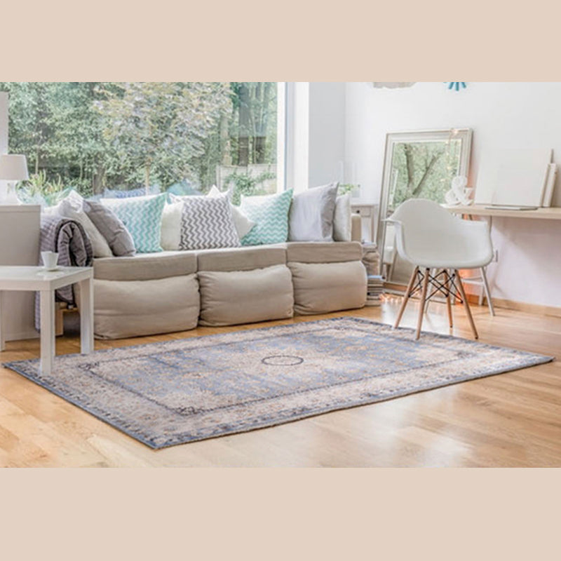 Elegant Red Tone Antique Carpet Polyester Medallion Indoor Rug Stain Resistant Rug for Living Room