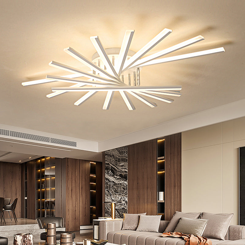 Acrylic Living Room LED Flush Ceiling Lights Linear Modern Style Flush Mount