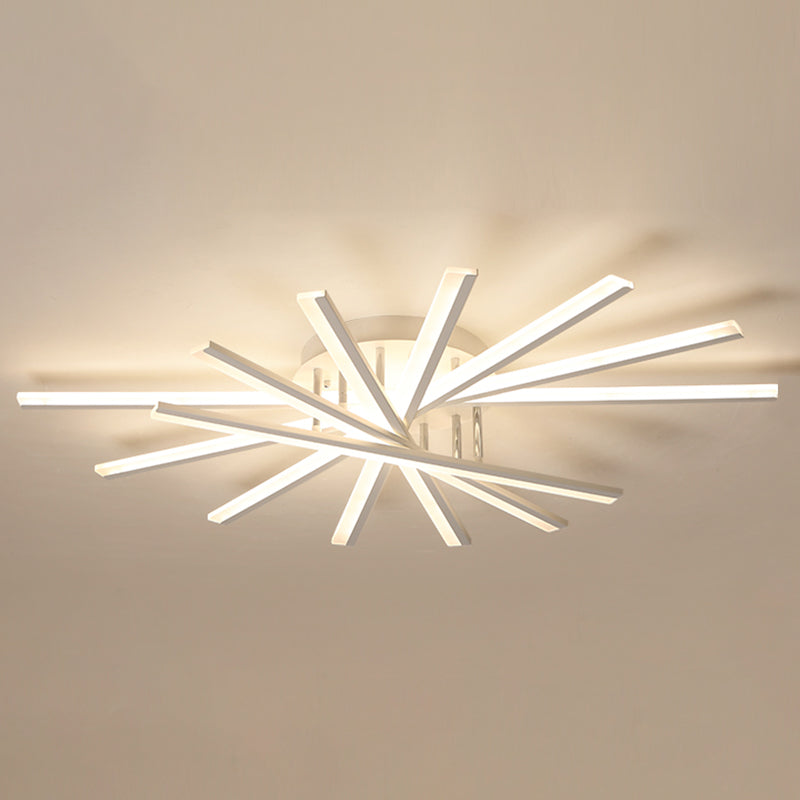 Acrylic Living Room LED Flush Ceiling Lights Linear Modern Style Flush Mount