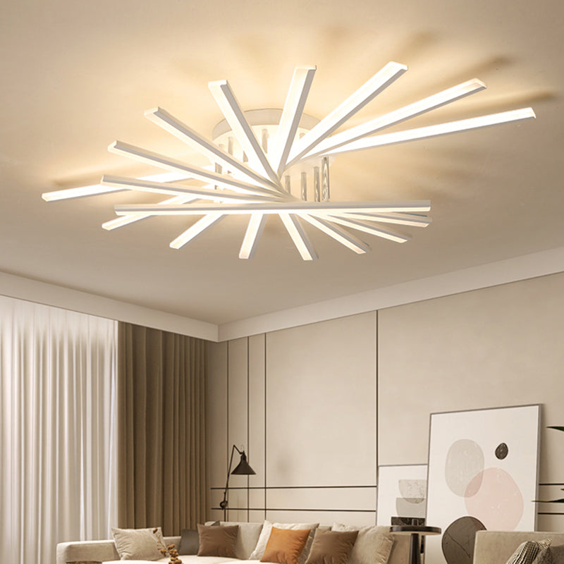 Acrylic Living Room LED Flush Ceiling Lights Linear Modern Style Flush Mount
