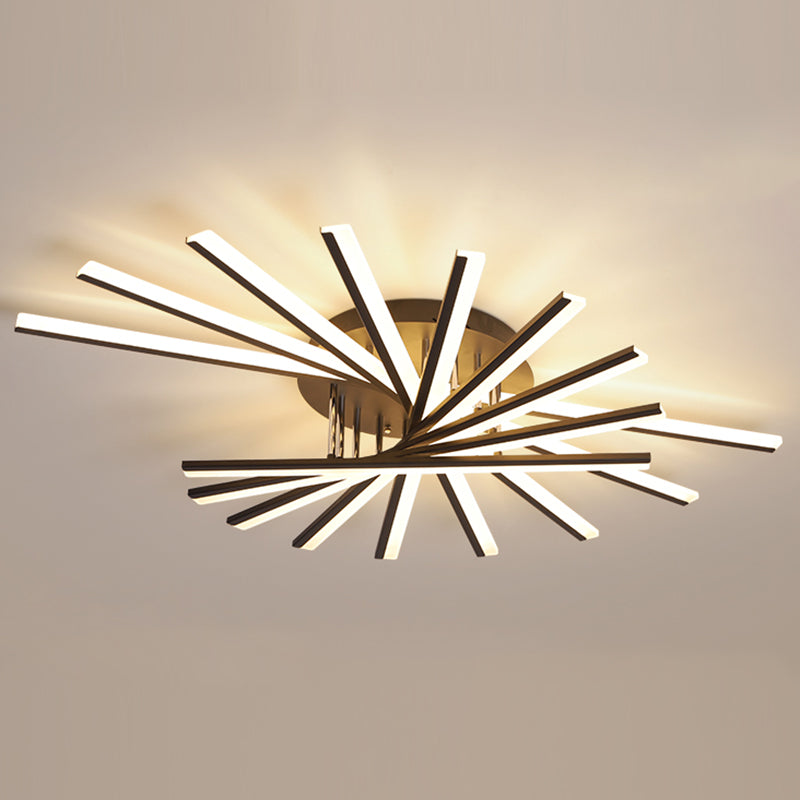 Acrylic Living Room LED Flush Ceiling Lights Linear Modern Style Flush Mount