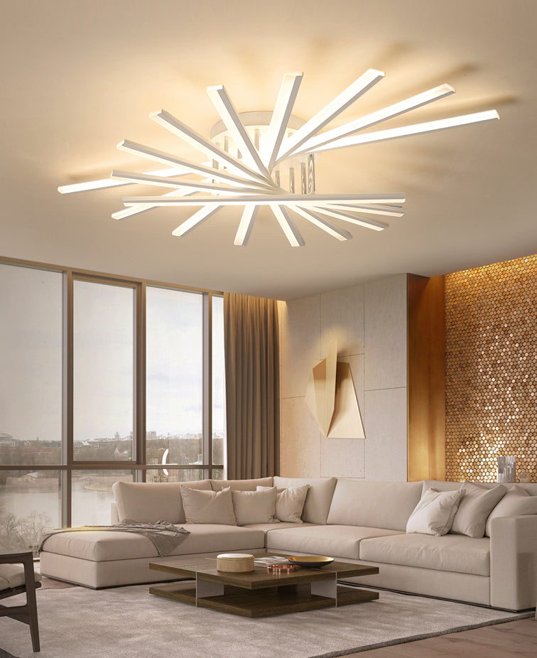 Acrylic Living Room LED Flush Ceiling Lights Linear Modern Style Flush Mount