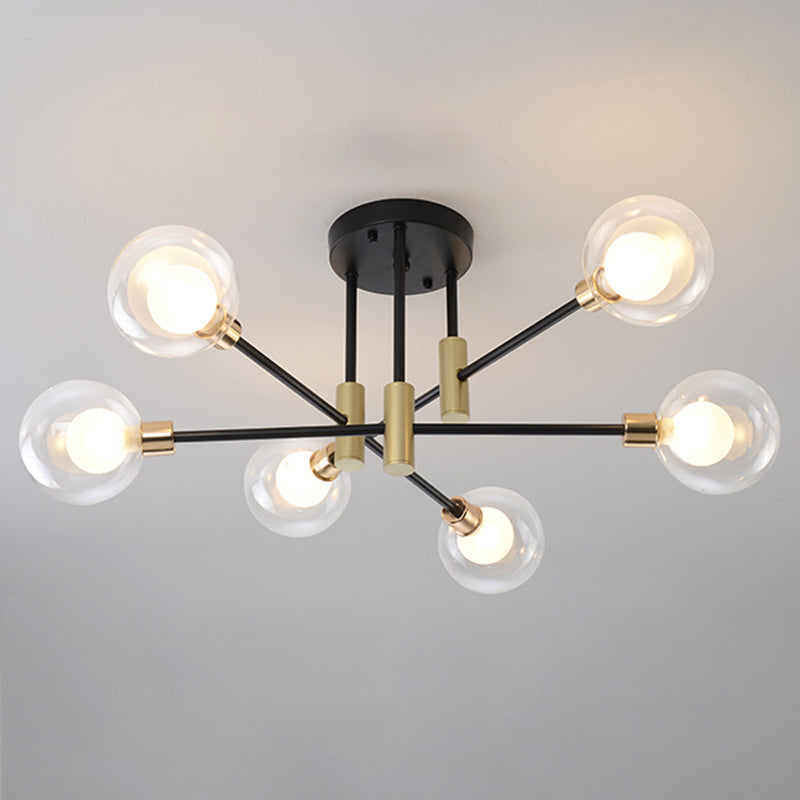 New Modern Transparent Glass Semi Flush Light Fixtures Bedroom Starburst Flush Mount Light