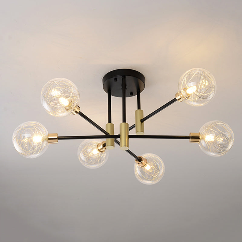 New Modern Transparent Glass Semi Flush Light Fixtures Bedroom Starburst Flush Mount Light