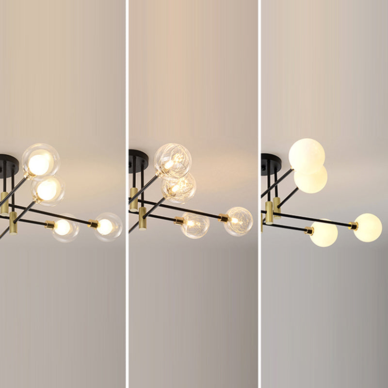 New Modern Transparent Glass Semi Flush Light Fixtures Bedroom Starburst Flush Mount Light