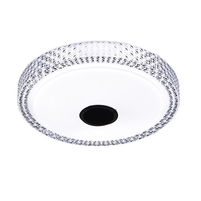 Weiße kreisförmige WLAN-Deckenleuchte, moderne LED-Acryl-Unterputzleuchte für Schlafzimmer