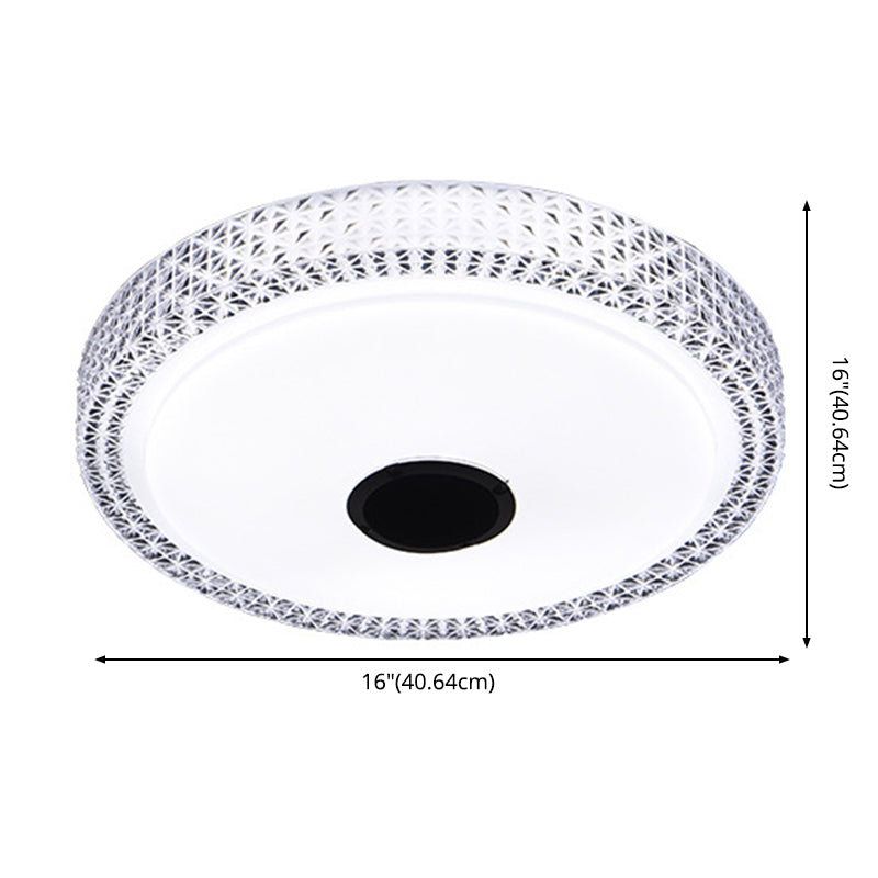 Weiße kreisförmige WLAN-Deckenleuchte, moderne LED-Acryl-Unterputzleuchte für Schlafzimmer