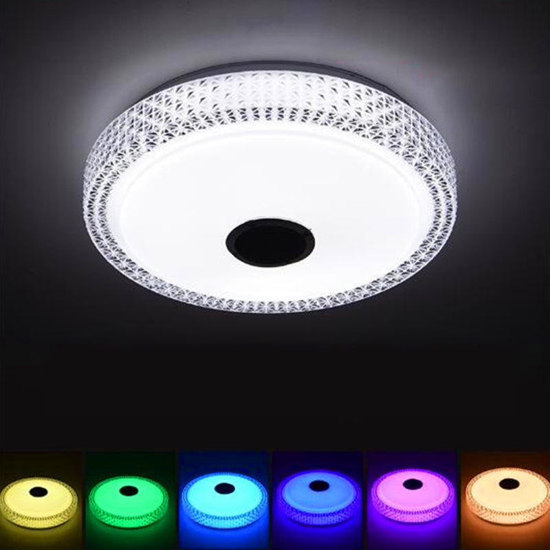 Weiße kreisförmige WLAN-Deckenleuchte, moderne LED-Acryl-Unterputzleuchte für Schlafzimmer