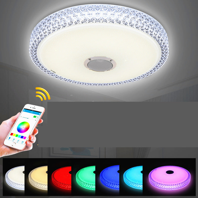 Weiße kreisförmige WLAN-Deckenleuchte, moderne LED-Acryl-Unterputzleuchte für Schlafzimmer