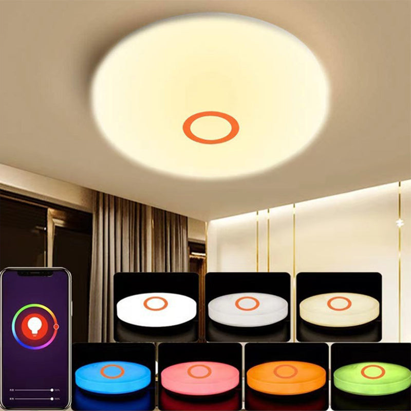 Smart Control Round Flush Lamp Minimalist Acrylic Living Room LED Ceiling Light in White