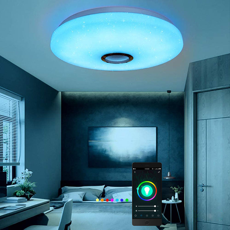 Smart Control Round Flush Lamp Minimalist Acrylic Living Room LED Ceiling Light in White