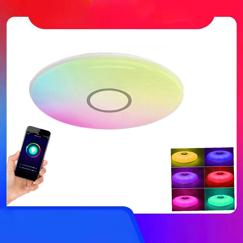 Smart Control Round Flush Lamp Minimalist Acrylic Living Room LED Ceiling Light in White