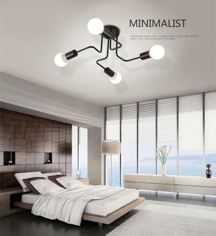 American Retro Ceiling Light Wrought Iron Elbow Industrial Style Creative Personality Restaurant Living Room Bedroom Clothing Store Lamps