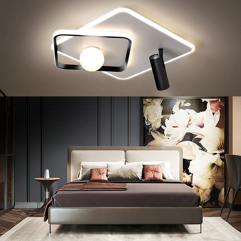 Modern Style Metal Ceiling Mounted Fixture Bedroom Flush Light with 1 Spotlight