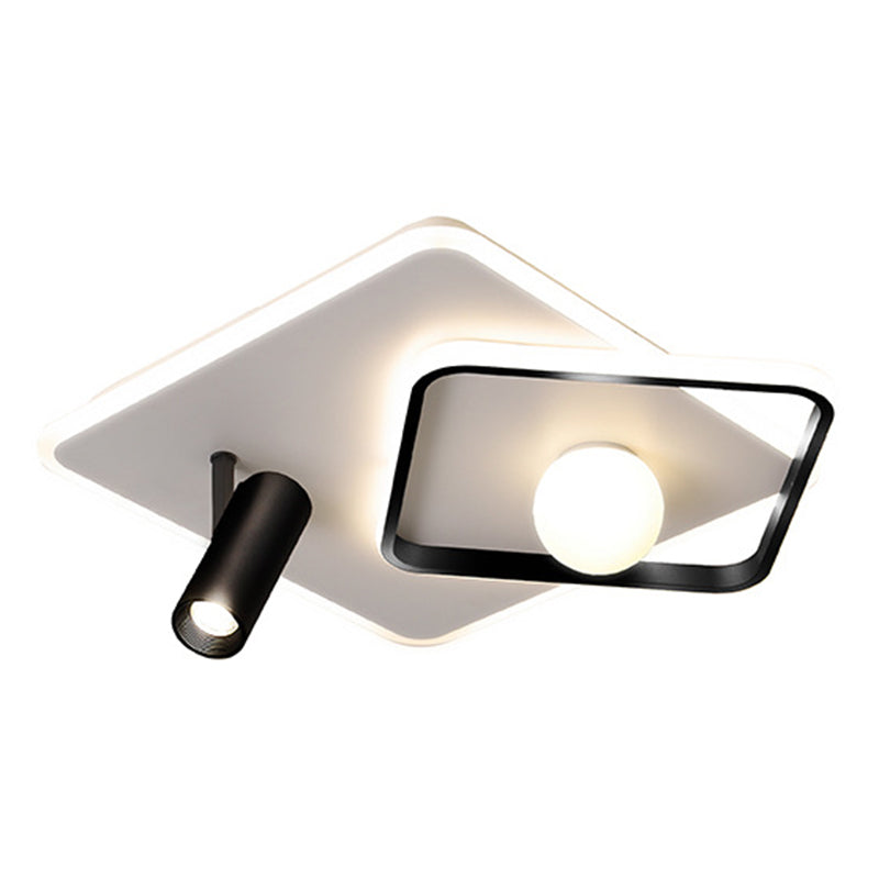 Modern Style Metal Ceiling Mounted Fixture Bedroom Flush Light with 1 Spotlight