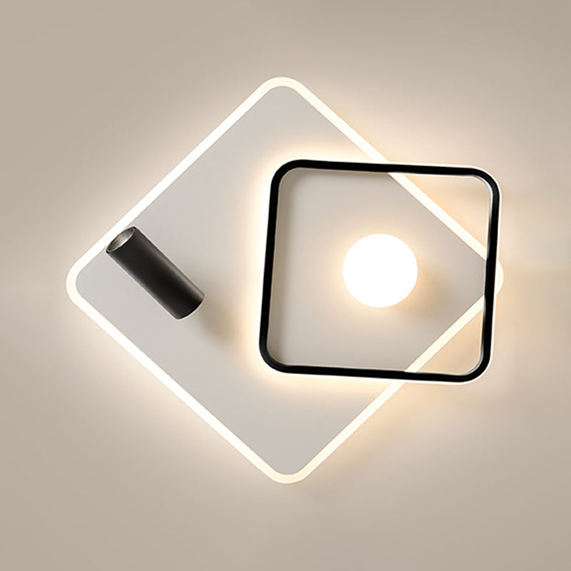 Modern Style Metal Ceiling Mounted Fixture Bedroom Flush Light with 1 Spotlight