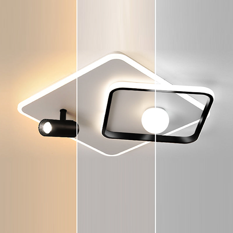 Modern Style Metal Ceiling Mounted Fixture Bedroom Flush Light with 1 Spotlight