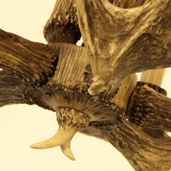 Rustic Faux Antler Ceiling Chandelier 5 Heads Resin Hanging Pendant Light in Brown for Living Room