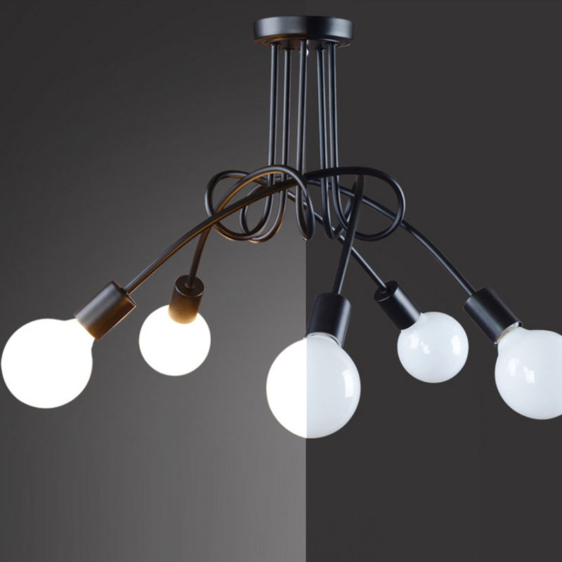 Wrought Iron Ceiling Light Minimalist Elbow Home Dining Room Bedroom Study Aisle Creative Personality Industrial Style Lamps