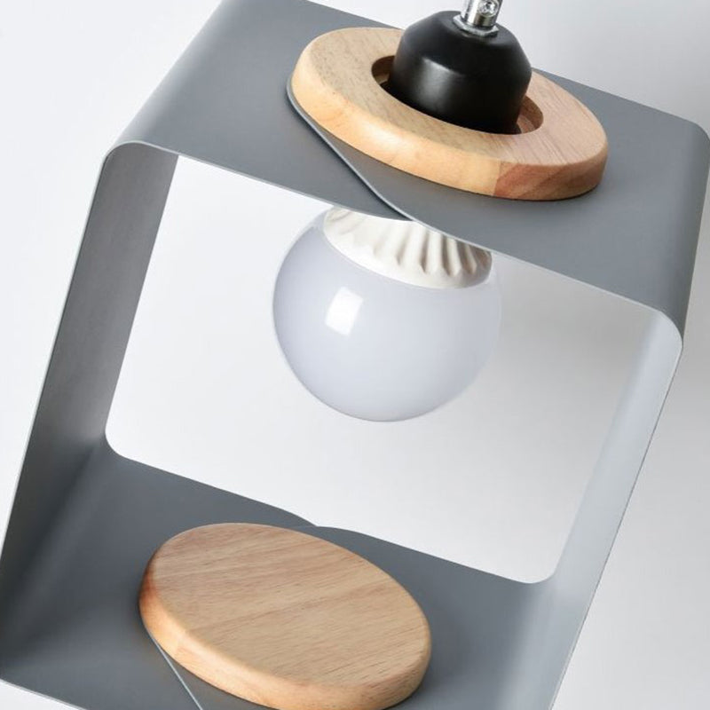 Colgante de gota de metal rectángulo contemporáneo 1 lámpara colgante de gris claro/blanco para comedor