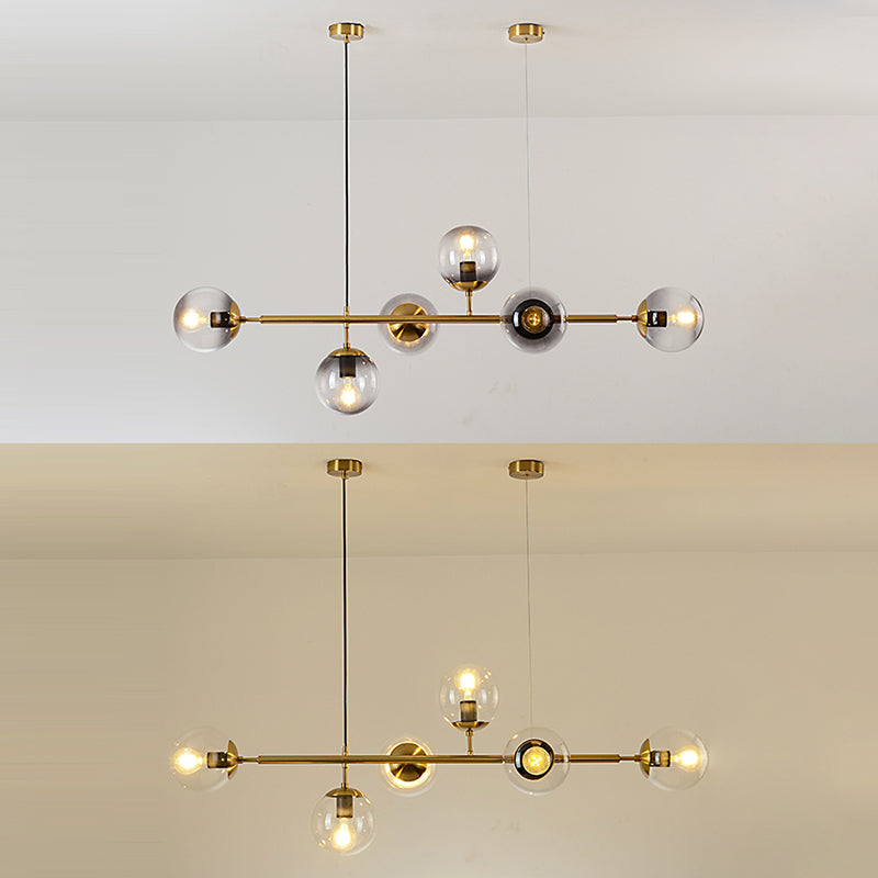 Orb Island Lighting Fixture Minimalistic Glass Island Ceiling Light for Dinning Room
