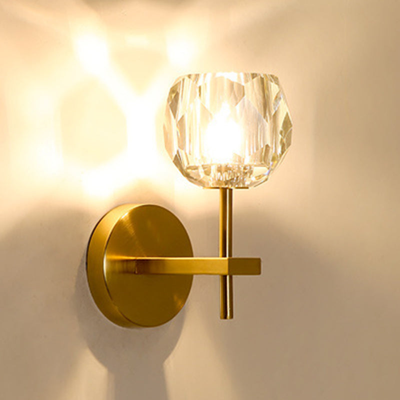 Mid-Century Armed Wall Lighting Ideas 1 Light Wall Sconces with Crystal Shade