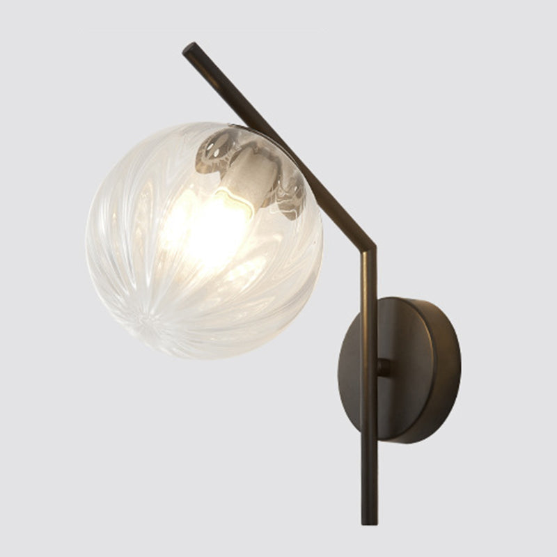 Modern Minimalist Style Spherical Wall Mount Light Fixture 1 Light Wall Lighting with Glass Shade