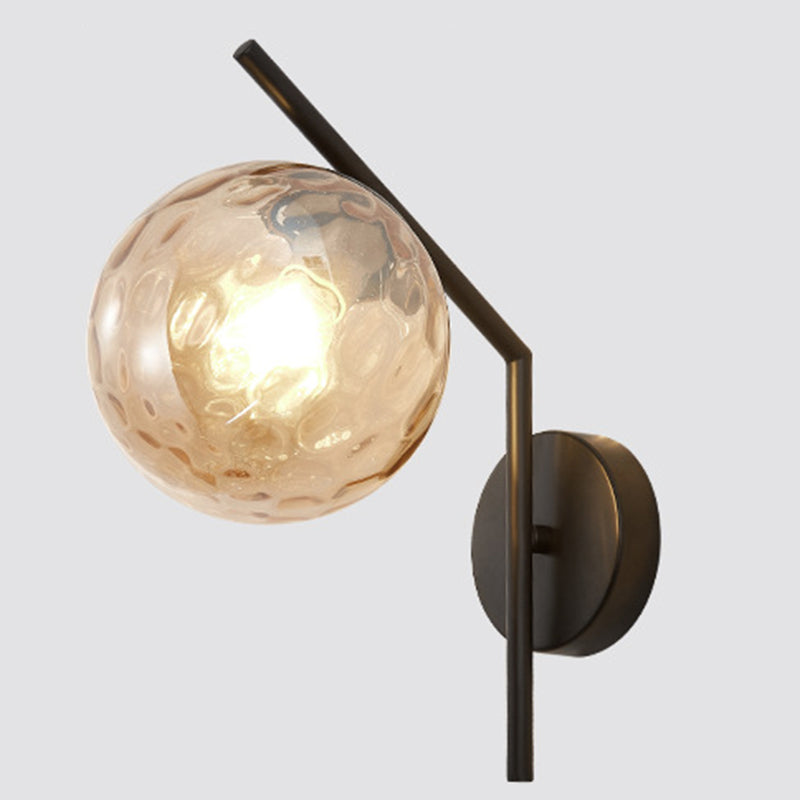 Modern Minimalist Style Spherical Wall Mount Light Fixture 1 Light Wall Lighting with Glass Shade