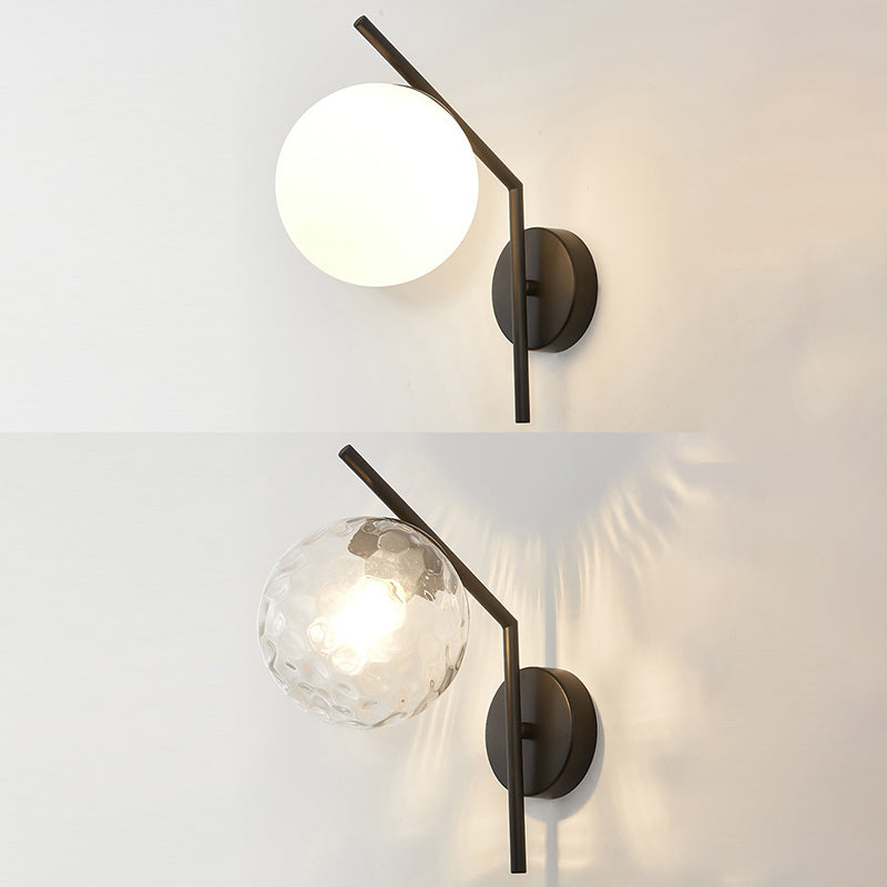 Modern Minimalist Style Spherical Wall Mount Light Fixture 1 Light Wall Lighting with Glass Shade