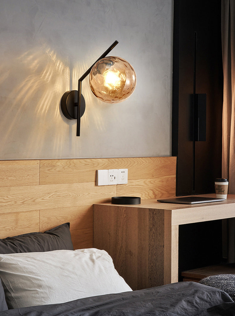 Modern Minimalist Style Spherical Wall Mount Light Fixture 1 Light Wall Lighting with Glass Shade