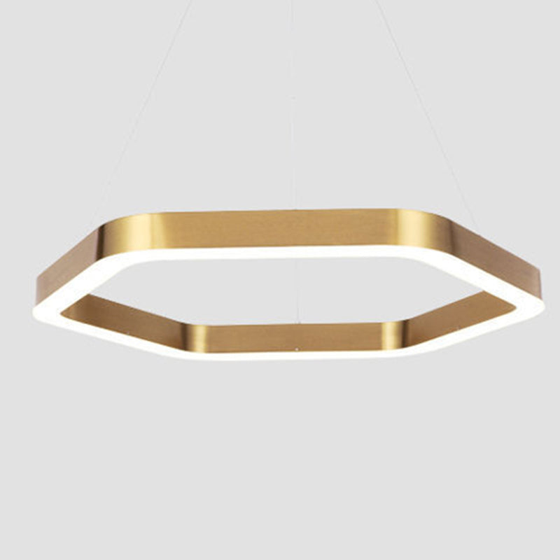 Luce a sospensione a LED geometrica oro nella luce del soffitto in acciaio inossidabile in stile moderno per lobby