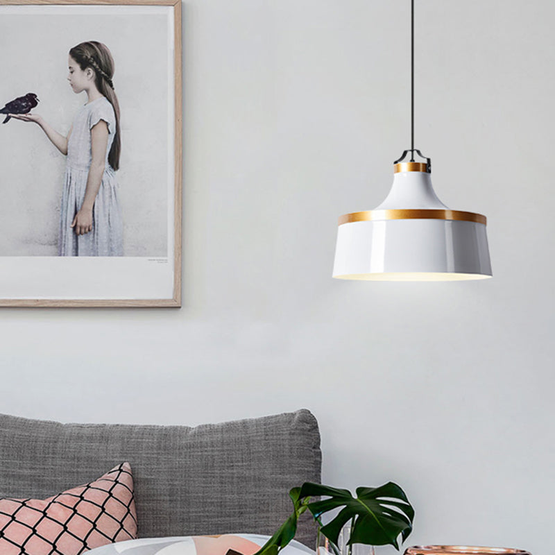 Minimalistische Drum Metall -Anhänger Beleuchtung 1 helles Pendel hell in Grau/Weiß/Blau für Esszimmer