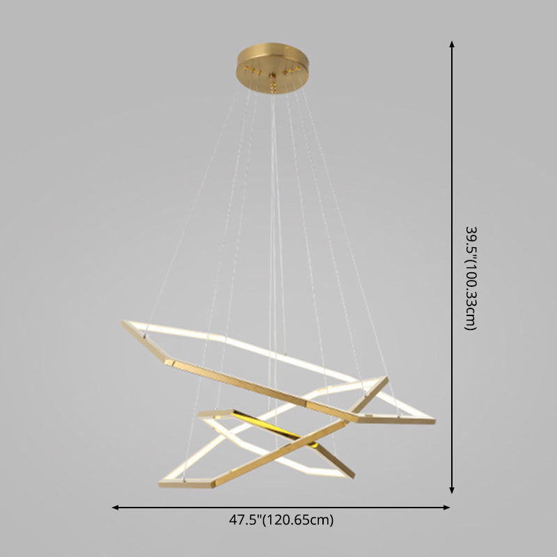 Lampada sospesa a LED geometrica dorata in moderna luce del soffitto in ferro battuto per il luogo commerciale
