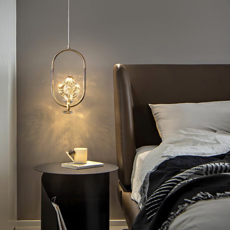 Messing afwerking lus hanglampverlichting minimalistisch metalen led plafond suspensielamp met kristal kraal