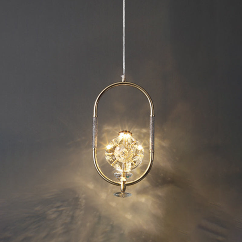 Messing afwerking lus hanglampverlichting minimalistisch metalen led plafond suspensielamp met kristal kraal