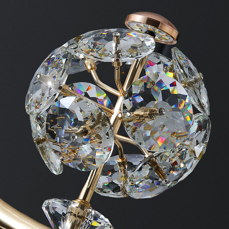 Messing afwerking lus hanglampverlichting minimalistisch metalen led plafond suspensielamp met kristal kraal