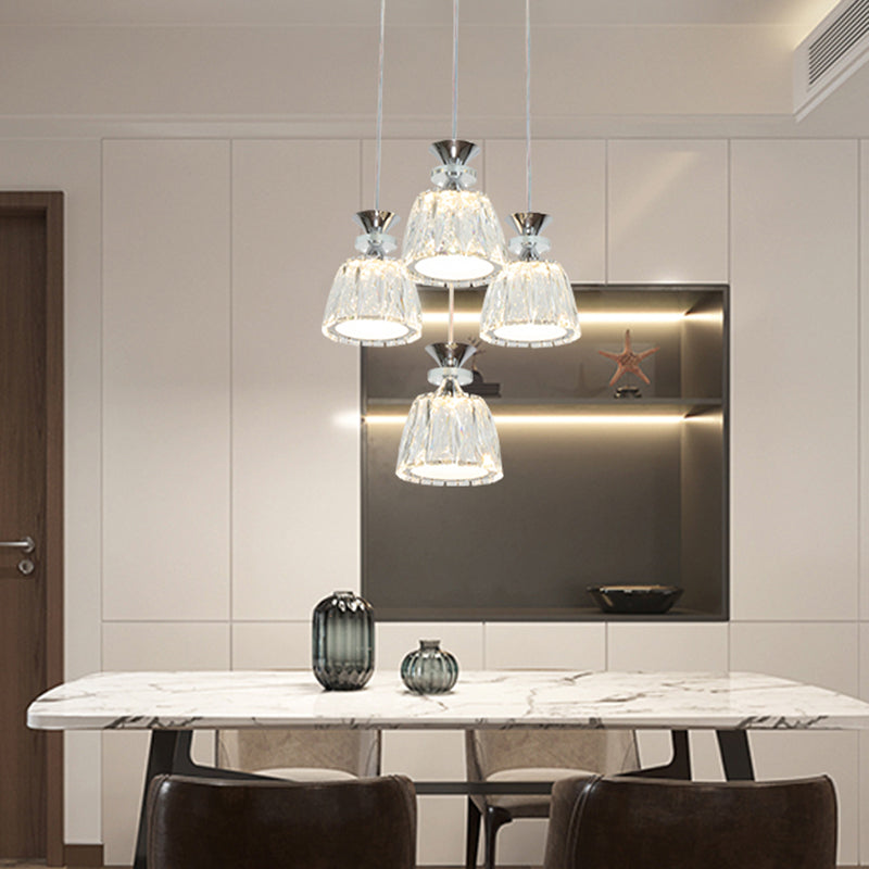 Glockenförmige Kristallcluster Anhänger moderne Chrom -LED -LED Hängende Licht für Esszimmer