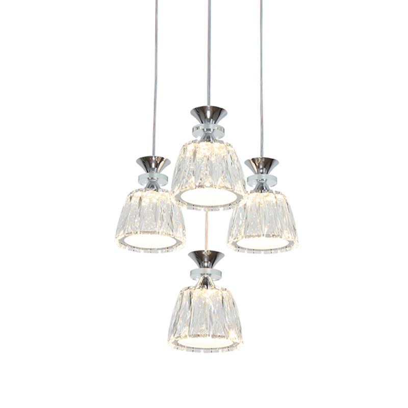Glockenförmige Kristallcluster Anhänger moderne Chrom -LED -LED Hängende Licht für Esszimmer