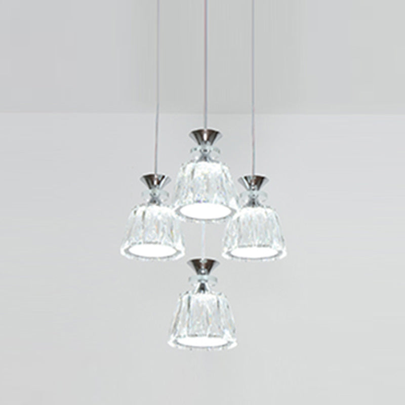 Glockenförmige Kristallcluster Anhänger moderne Chrom -LED -LED Hängende Licht für Esszimmer