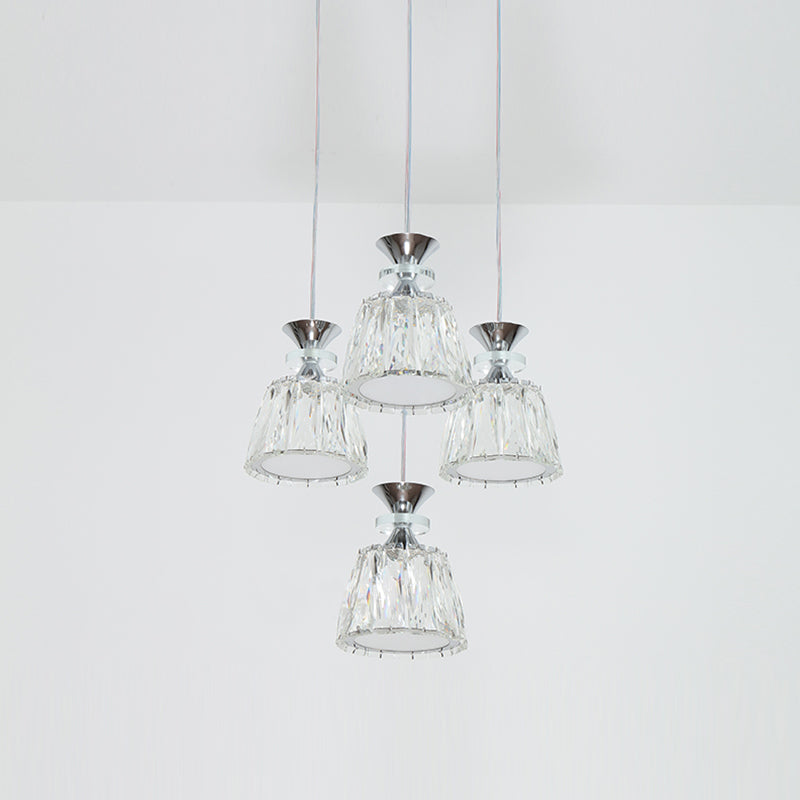 Glockenförmige Kristallcluster Anhänger moderne Chrom -LED -LED Hängende Licht für Esszimmer